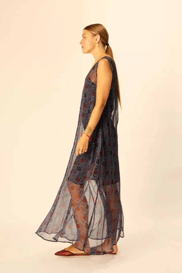 Women Natalie Martin Dresses Tova Maxi Snowflake Steel Blue