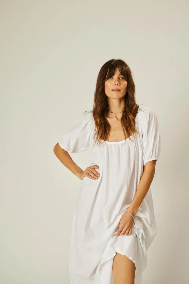 Women Natalie Martin Dresses Vivi Dress White Flat Cotton