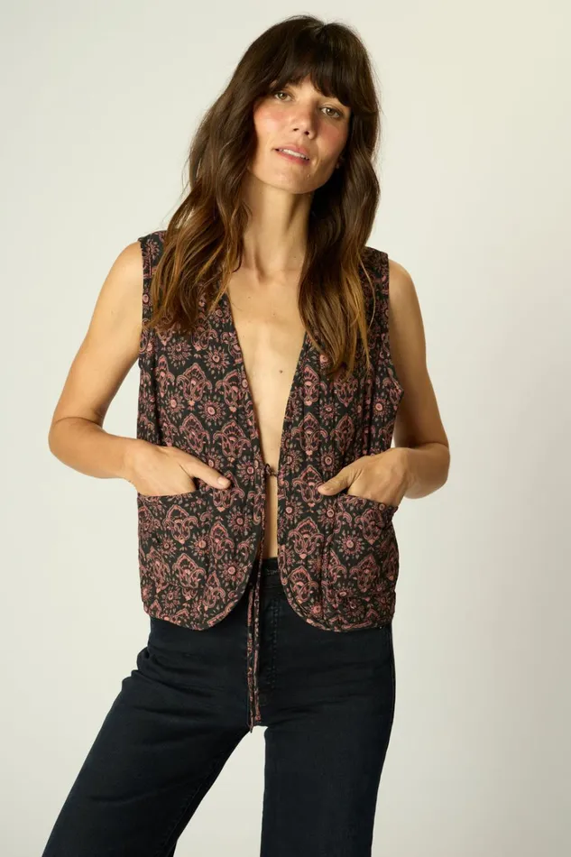 Women Natalie Martin Jackets and Vests Felicity Vest Fleurdelis Black Women Natalie Martin Jackets and Vests Felicity Vest Fleurdelis Black