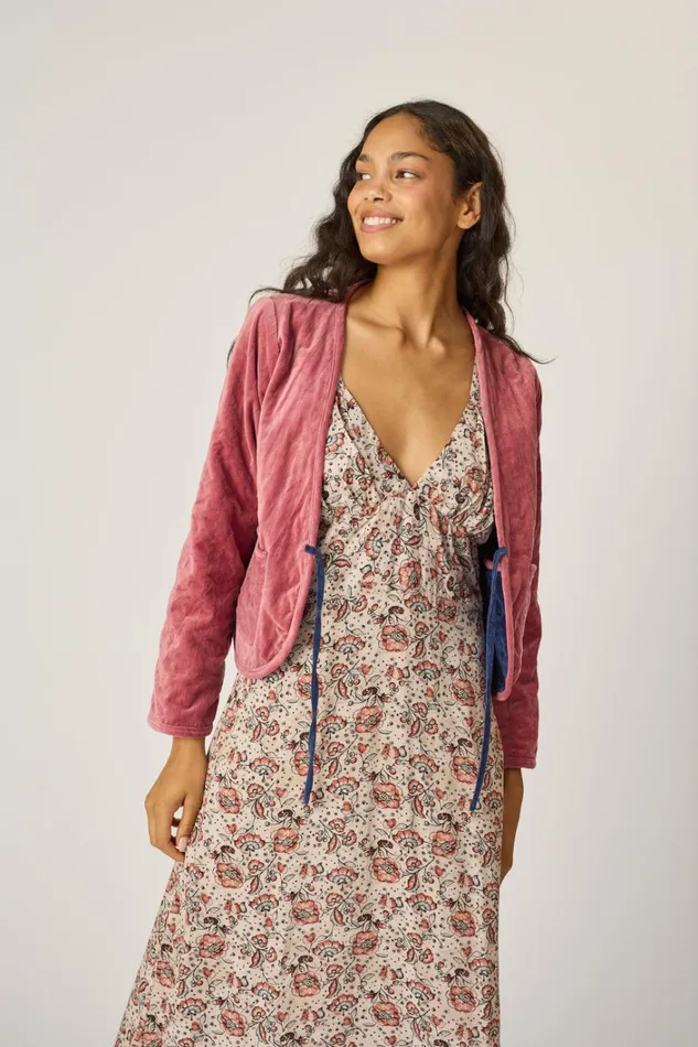 Women Natalie Martin Jackets and Vests Saskia Jacket Cotton Velvet Blush