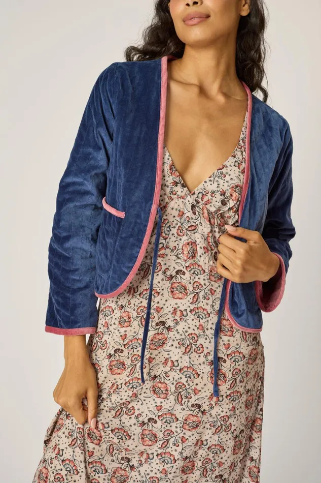 Women Natalie Martin Jackets and Vests Saskia Jacket Cotton Velvet Blush
