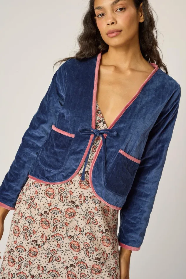 Women Natalie Martin Jackets and Vests Saskia Jacket Cotton Velvet Blush