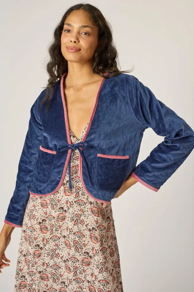 Women Natalie Martin Jackets and Vests Saskia Jacket Cotton Velvet Blush