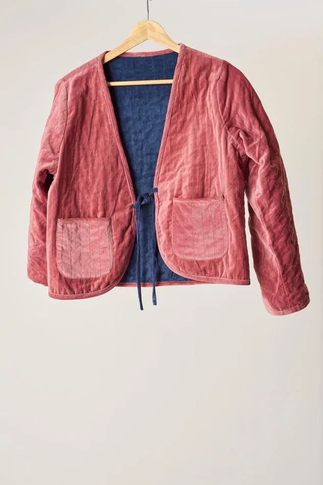 Women Natalie Martin Jackets and Vests Saskia Jacket Cotton Velvet Blush