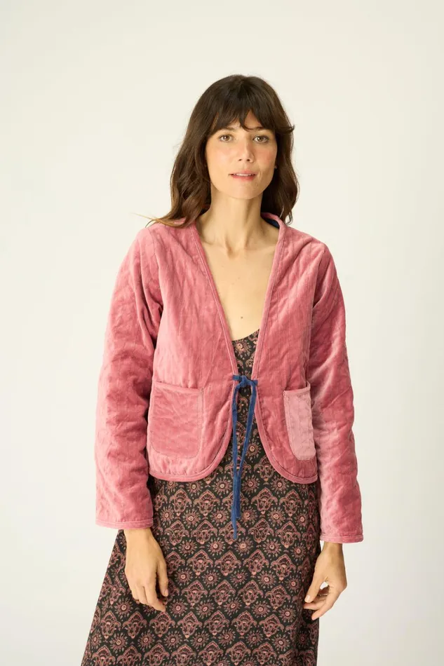 Women Natalie Martin Jackets and Vests Saskia Jacket Cotton Velvet Blush