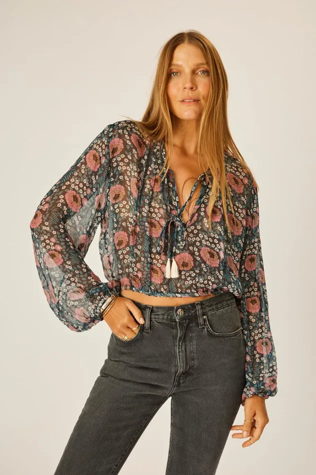 Women Natalie Martin Tops Amelia Top Vintage Flowers Indigo