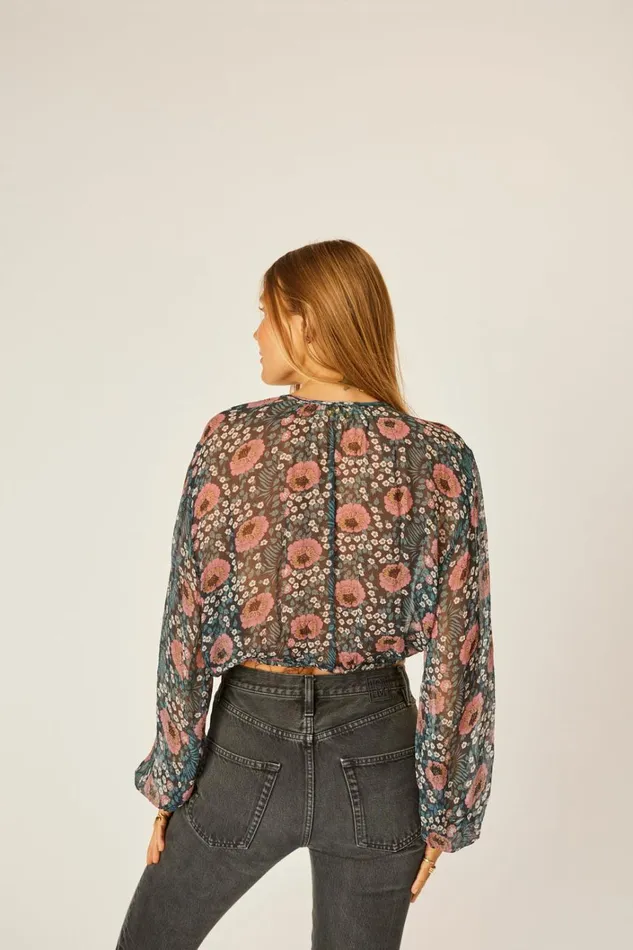 Women Natalie Martin Tops Amelia Top Vintage Flowers Indigo Women Natalie Martin Tops Amelia Top Vintage Flowers Indigo