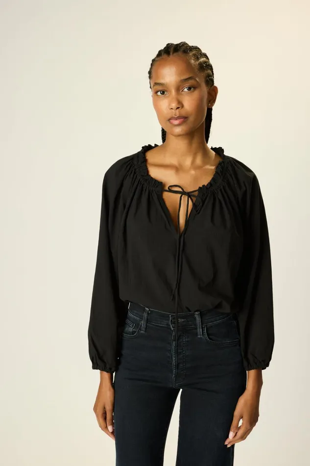 Women Natalie Martin Tops Ashley Top Black Flat Cotton