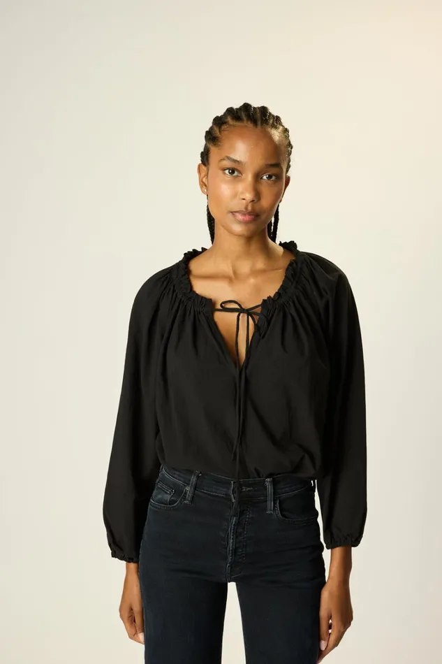 Women Natalie Martin Tops Ashley Top Black Flat Cotton