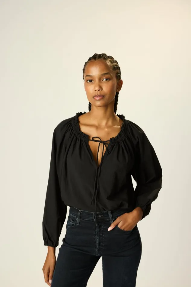 Women Natalie Martin Tops Ashley Top Black Flat Cotton
