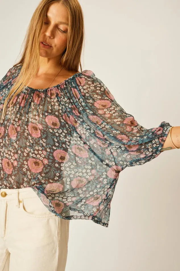Women Natalie Martin Tops Ella Top Vintage Flowers Indigo Women Natalie Martin Tops Ella Top Vintage Flowers Indigo