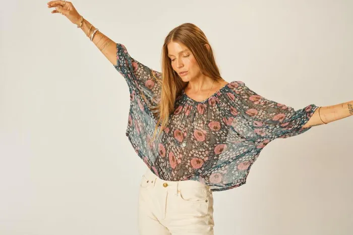 Women Natalie Martin Tops Ella Top Vintage Flowers Indigo Women Natalie Martin Tops Ella Top Vintage Flowers Indigo