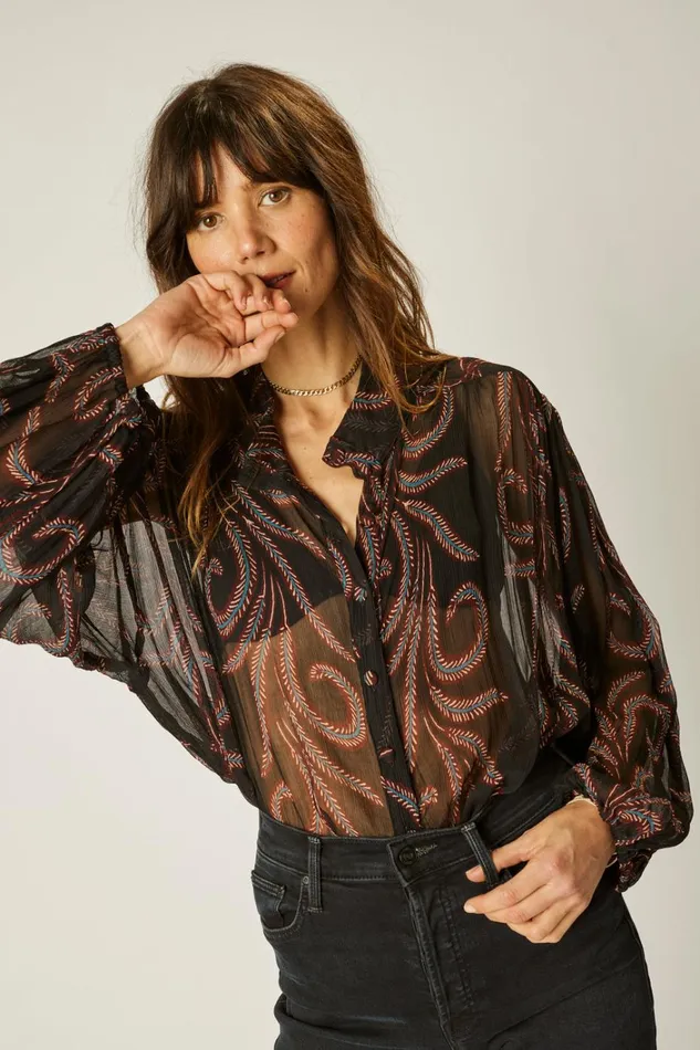 Women Natalie Martin Tops Iris Top Feather Chiffon Women Natalie Martin Tops Iris Top Feather Chiffon