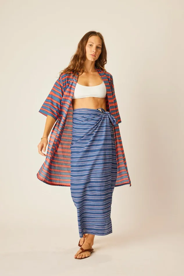 Women Natalie Martin Tops Lennon Kimono Batik Stripe Blood Orange