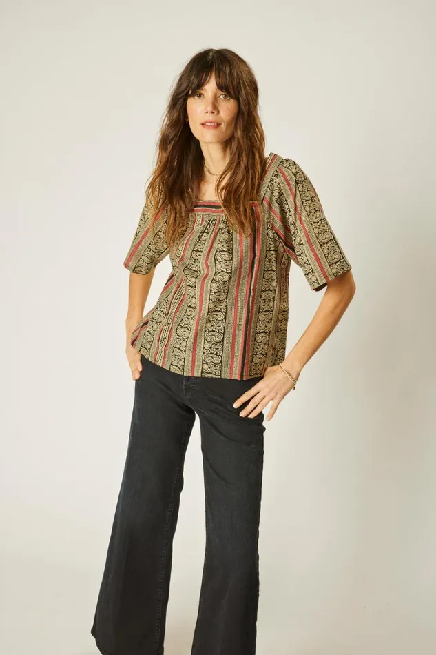 Women Natalie Martin Tops Nikki Top Paisley Stripe Heather Women Natalie Martin Tops Nikki Top Paisley Stripe Heather
