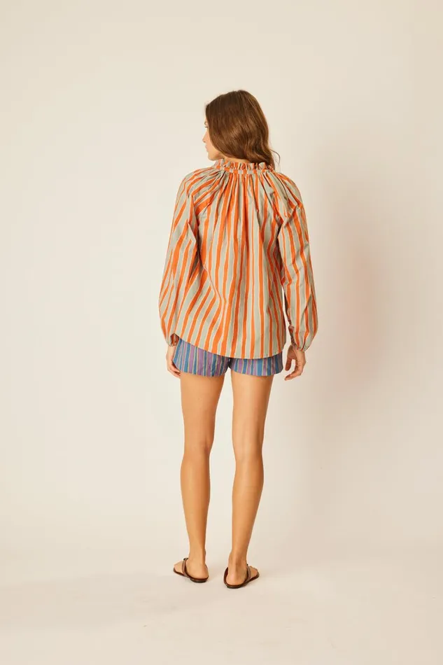 Women Natalie Martin Tops Penny Blouse Batik Stripe Sage