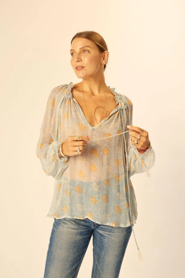 Women Natalie Martin Tops Penny Blouse Snowflake Tangerine