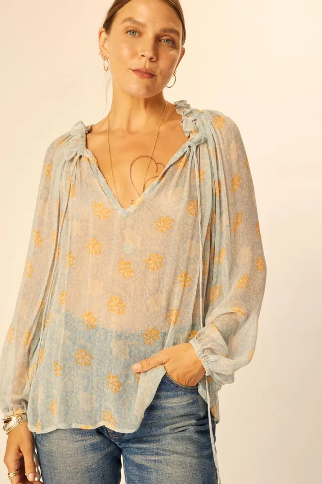 Women Natalie Martin Tops Penny Blouse Snowflake Tangerine