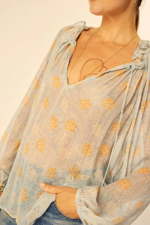 Women Natalie Martin Tops Penny Blouse Snowflake Tangerine