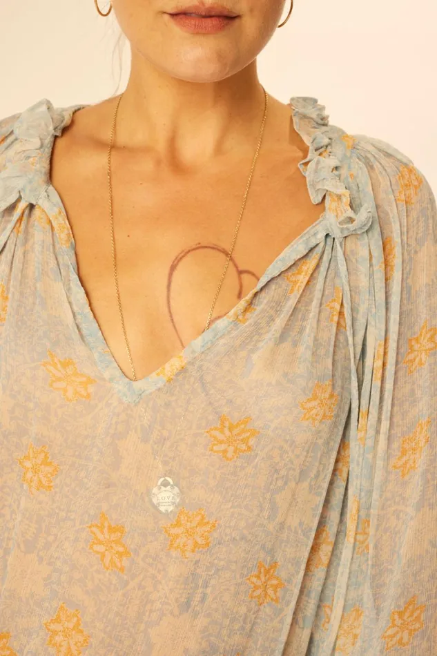 Women Natalie Martin Tops Penny Blouse Snowflake Tangerine