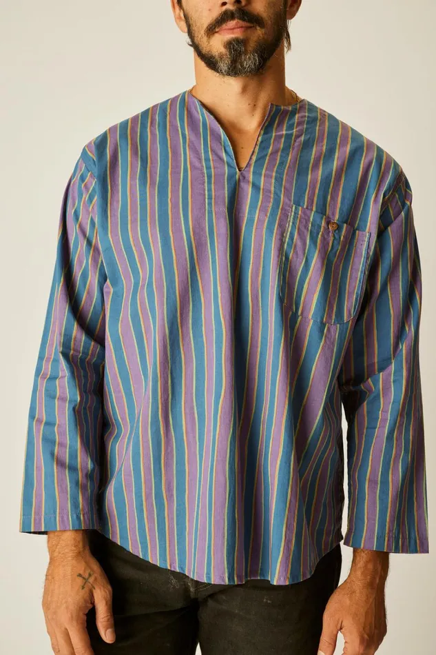 Women Natalie Martin Tops Ryan Shirt Batik Stripe Lavender