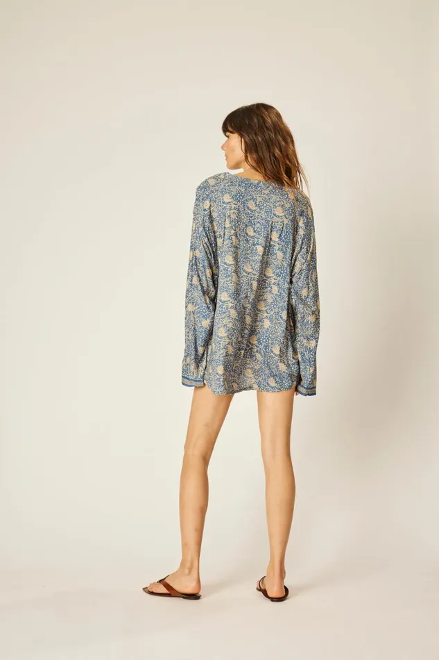 Women Natalie Martin Tops Ryan Shirt Unisex Water Lily Blue Women Natalie Martin Tops Ryan Shirt Unisex Water Lily Blue