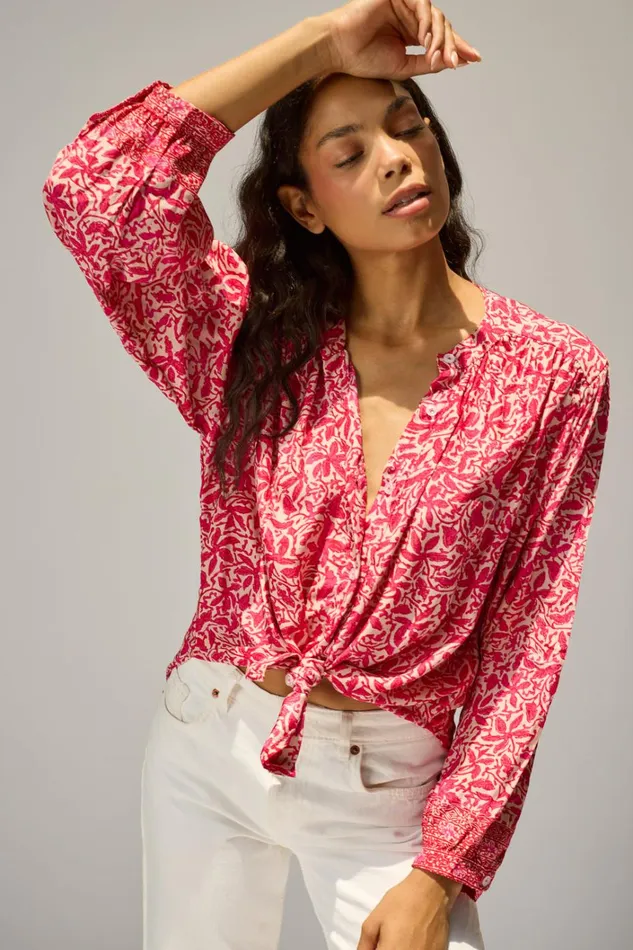 Women Natalie Martin Tops Tolan Shirt Gloriosa Flamingo