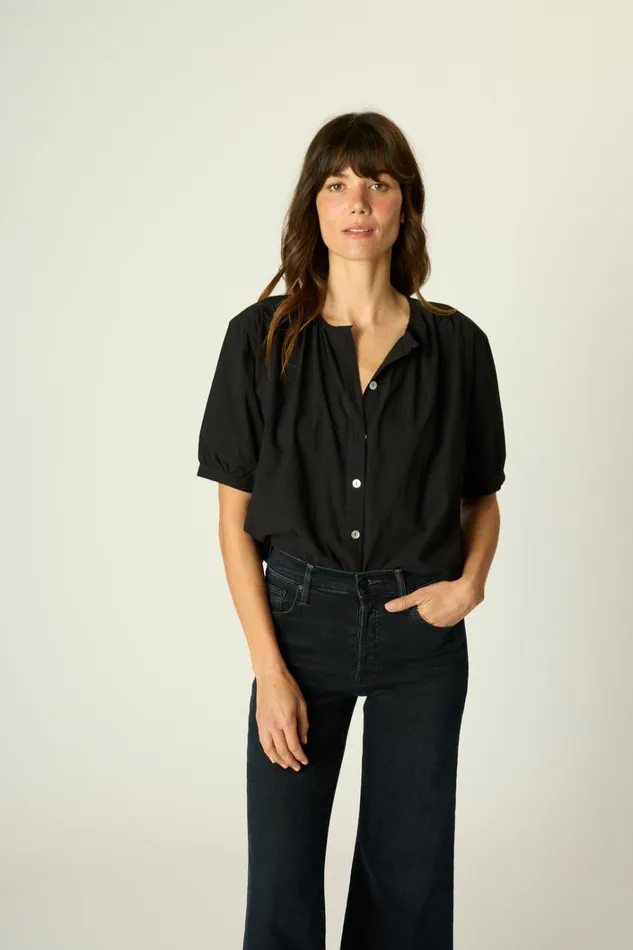Women Natalie Martin Tops Violet Top Black Flat Cotton