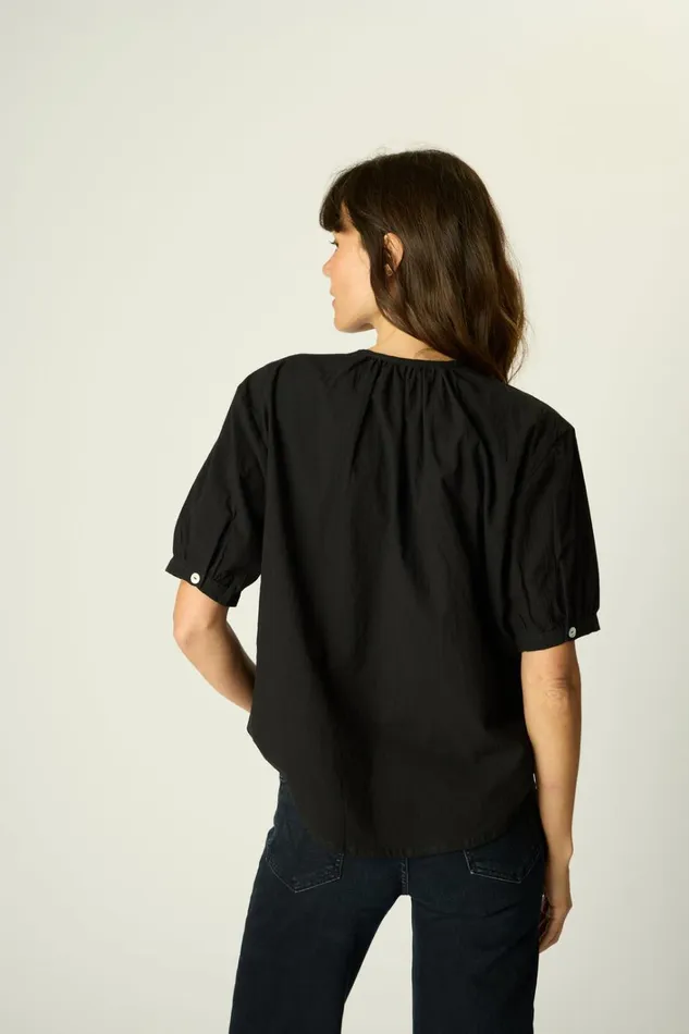 Women Natalie Martin Tops Violet Top Black Flat Cotton