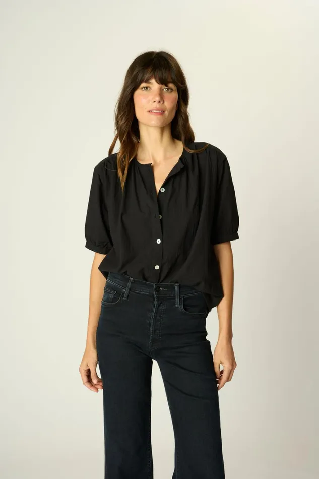 Women Natalie Martin Tops Violet Top Black Flat Cotton