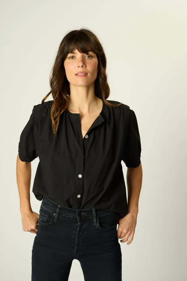 Women Natalie Martin Tops Violet Top Black Flat Cotton