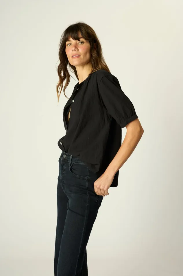Women Natalie Martin Tops Violet Top Black Flat Cotton