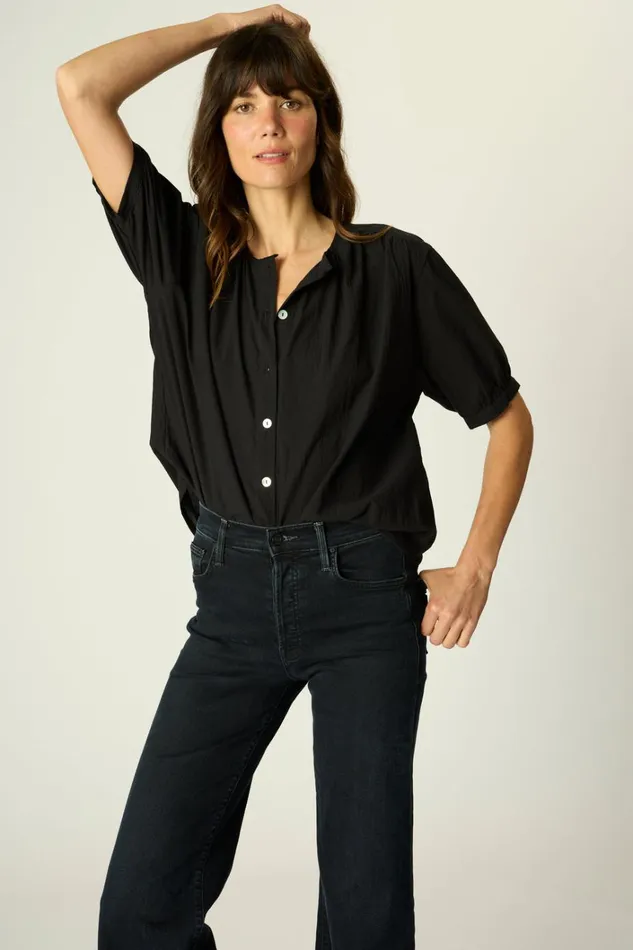 Women Natalie Martin Tops Violet Top Black Flat Cotton