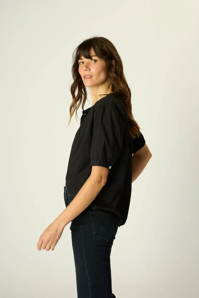 Women Natalie Martin Tops Violet Top Black Flat Cotton