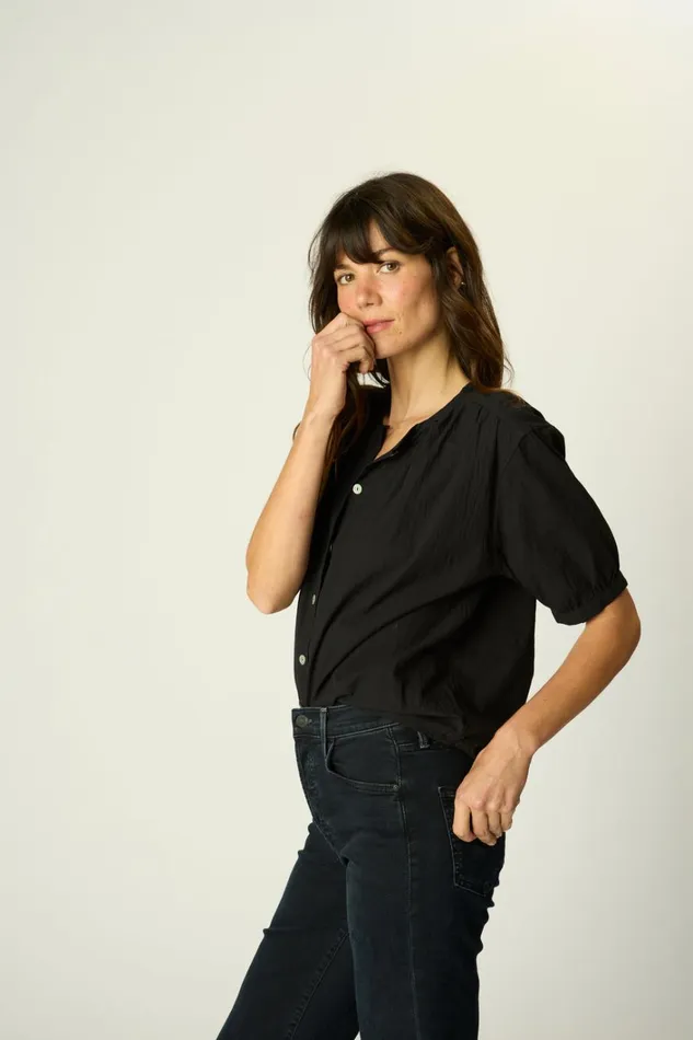 Women Natalie Martin Tops Violet Top Black Flat Cotton