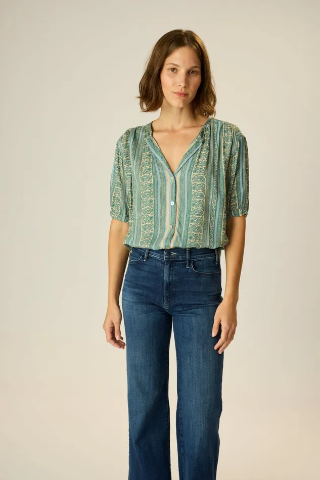 Women Natalie Martin Tops Violet Top Paisley Stripe Pool