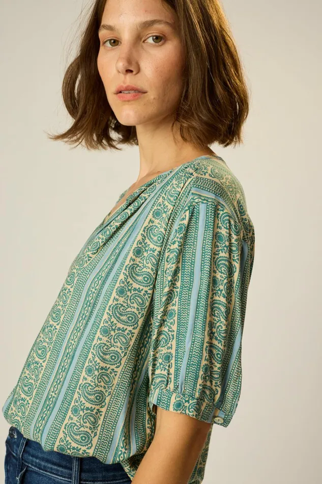 Women Natalie Martin Tops Violet Top Paisley Stripe Pool