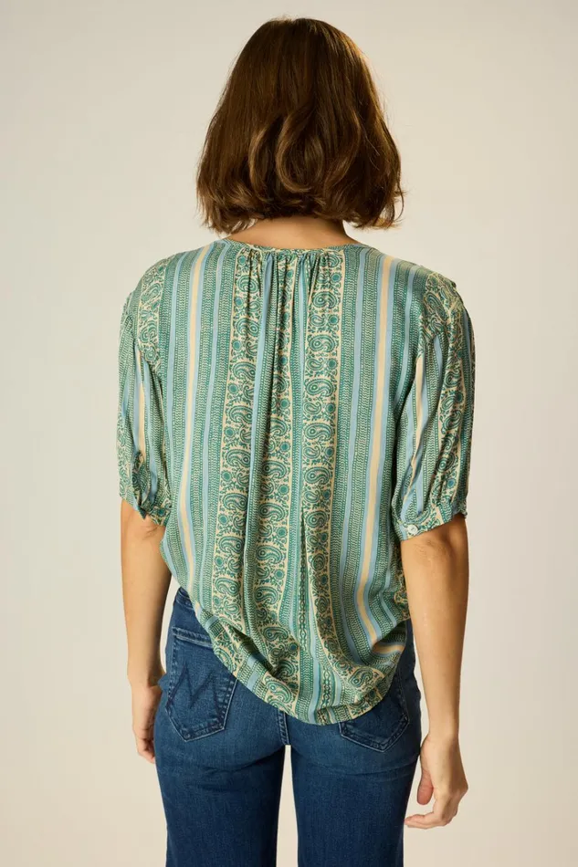 Women Natalie Martin Tops Violet Top Paisley Stripe Pool