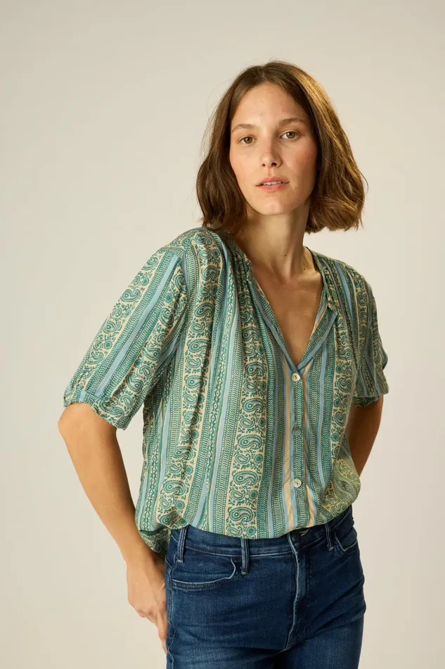 Women Natalie Martin Tops Violet Top Paisley Stripe Pool