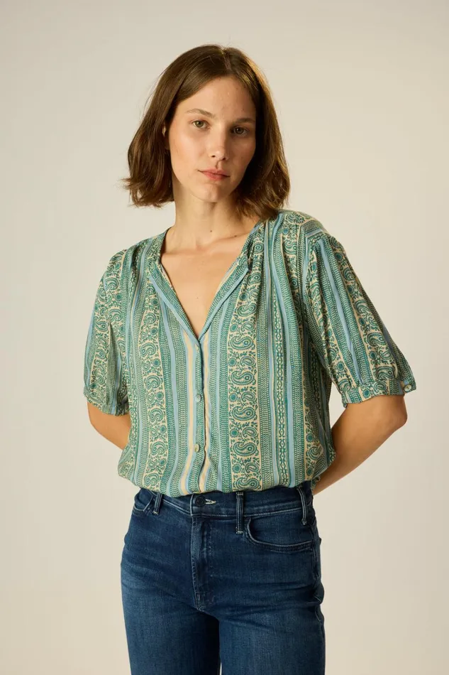 Women Natalie Martin Tops Violet Top Paisley Stripe Pool