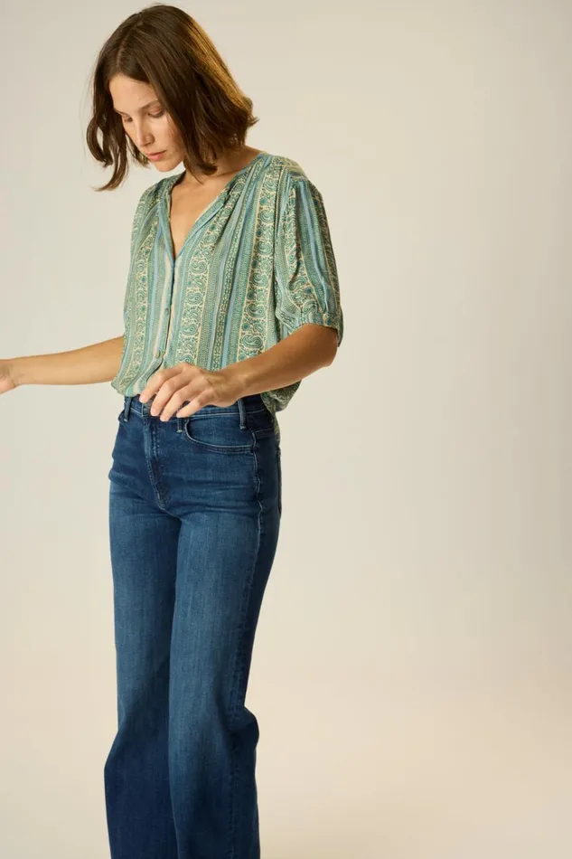 Women Natalie Martin Tops Violet Top Paisley Stripe Pool