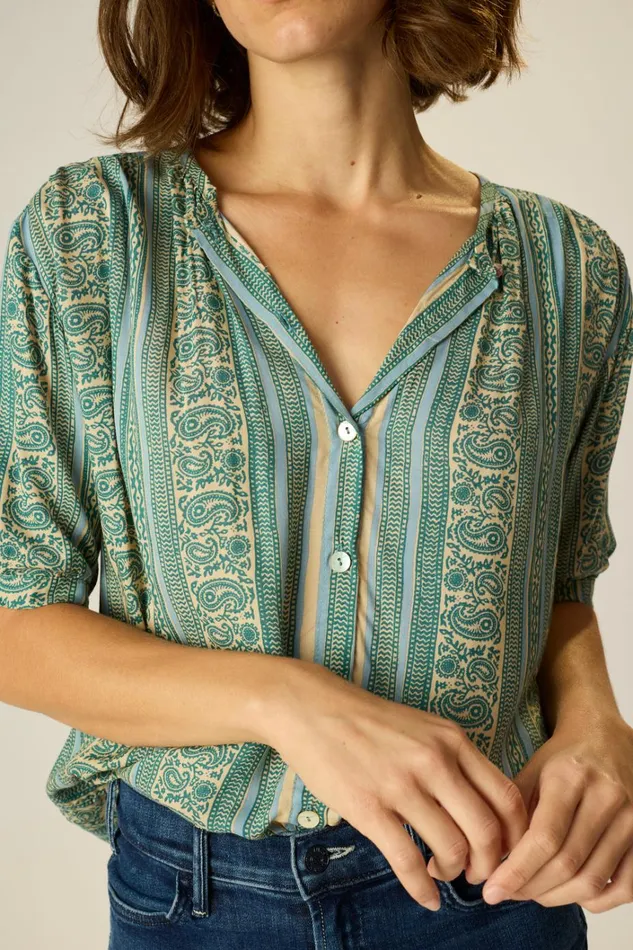 Women Natalie Martin Tops Violet Top Paisley Stripe Pool