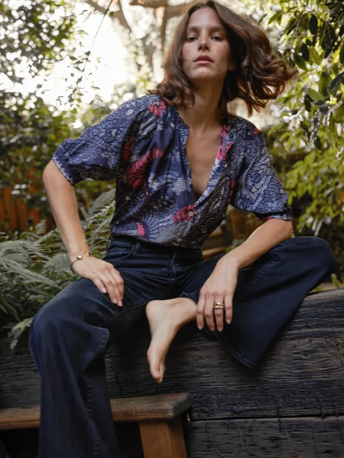 Women Natalie Martin Tops Violet Top Peacock Ink