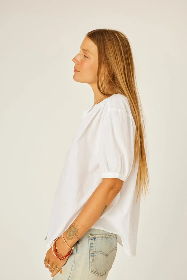 Women Natalie Martin Tops Violet Top White Flat Cotton