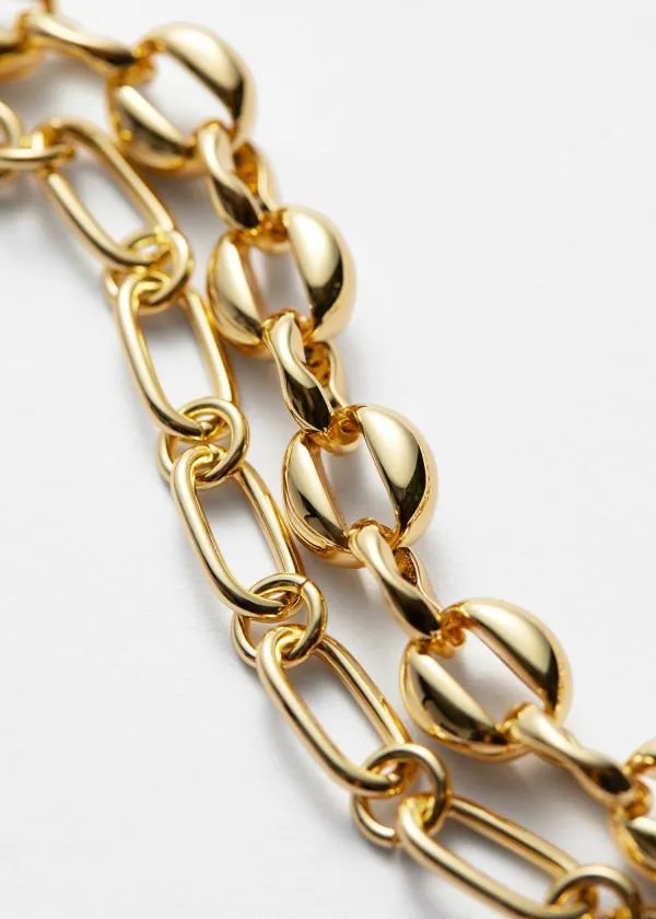 Women Necklaces and Other Stories Bold Layered Chain Necklace Gold