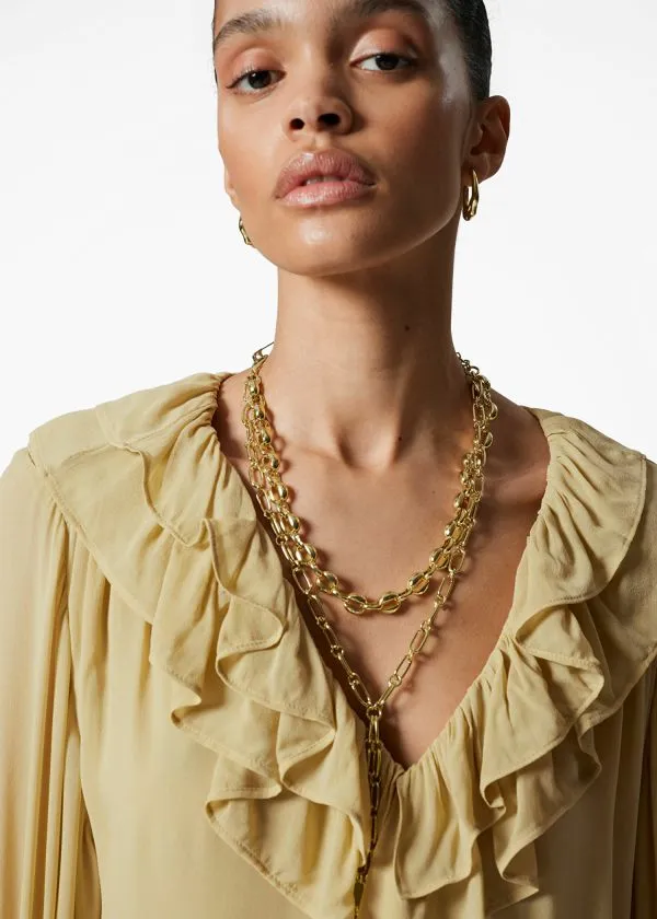 Women Necklaces and Other Stories Bold Layered Chain Necklace Gold
