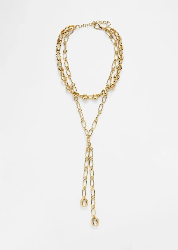 Women Necklaces and Other Stories Bold Layered Chain Necklace Gold