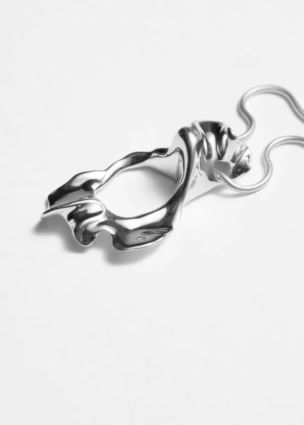 Women Necklaces and Other Stories OrganicShaped Silver Necklace Silver