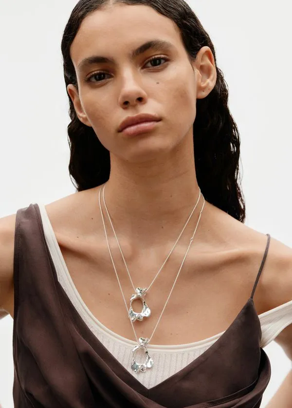 Women Necklaces and Other Stories OrganicShaped Silver Necklace Silver