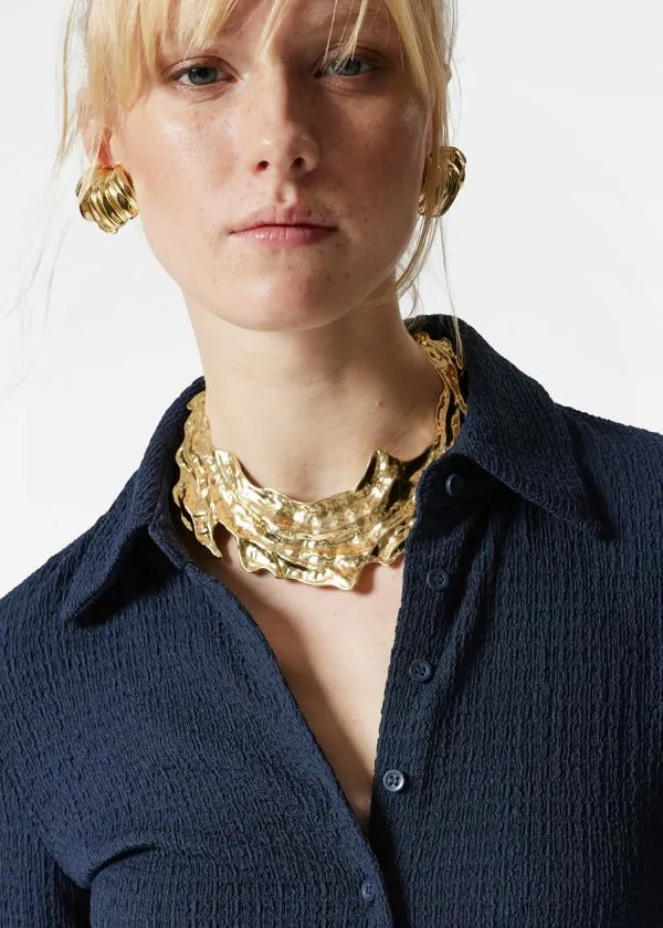 Women Necklaces and Other Stories Sculpted Cuff Necklace Gold
